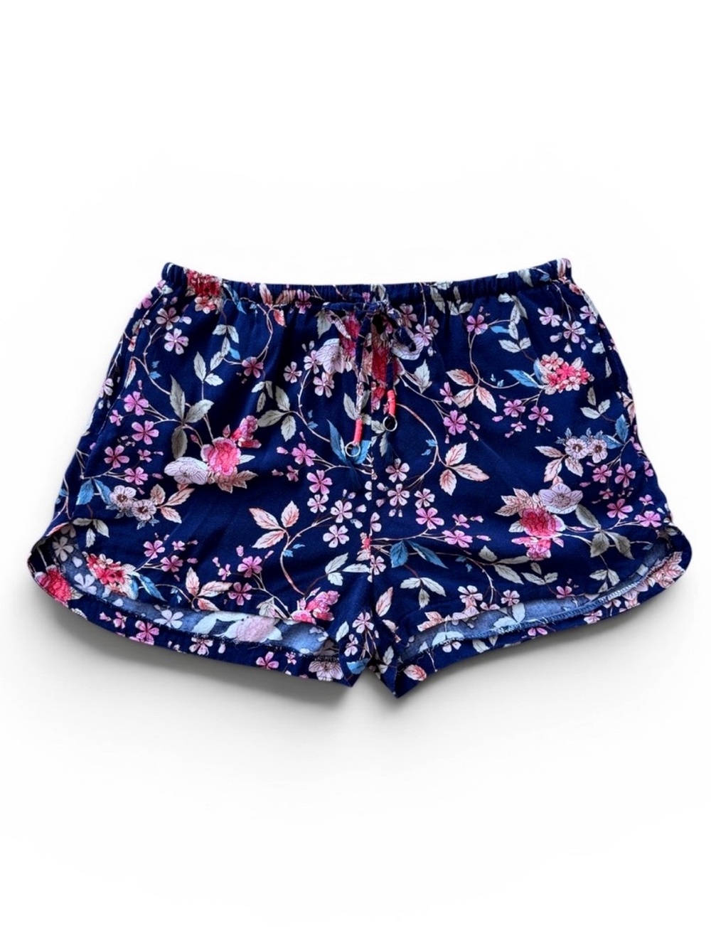 Atmosphere Navy Floral Drawstring Lounge Shorts Boho Tassel Size 6